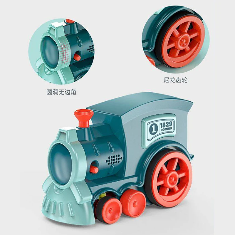 60pcs Domino Train Automatic Laying Electric Car Clips DIY Brick Blocks Kits Accessories Games Macaron Educational Toys Kids