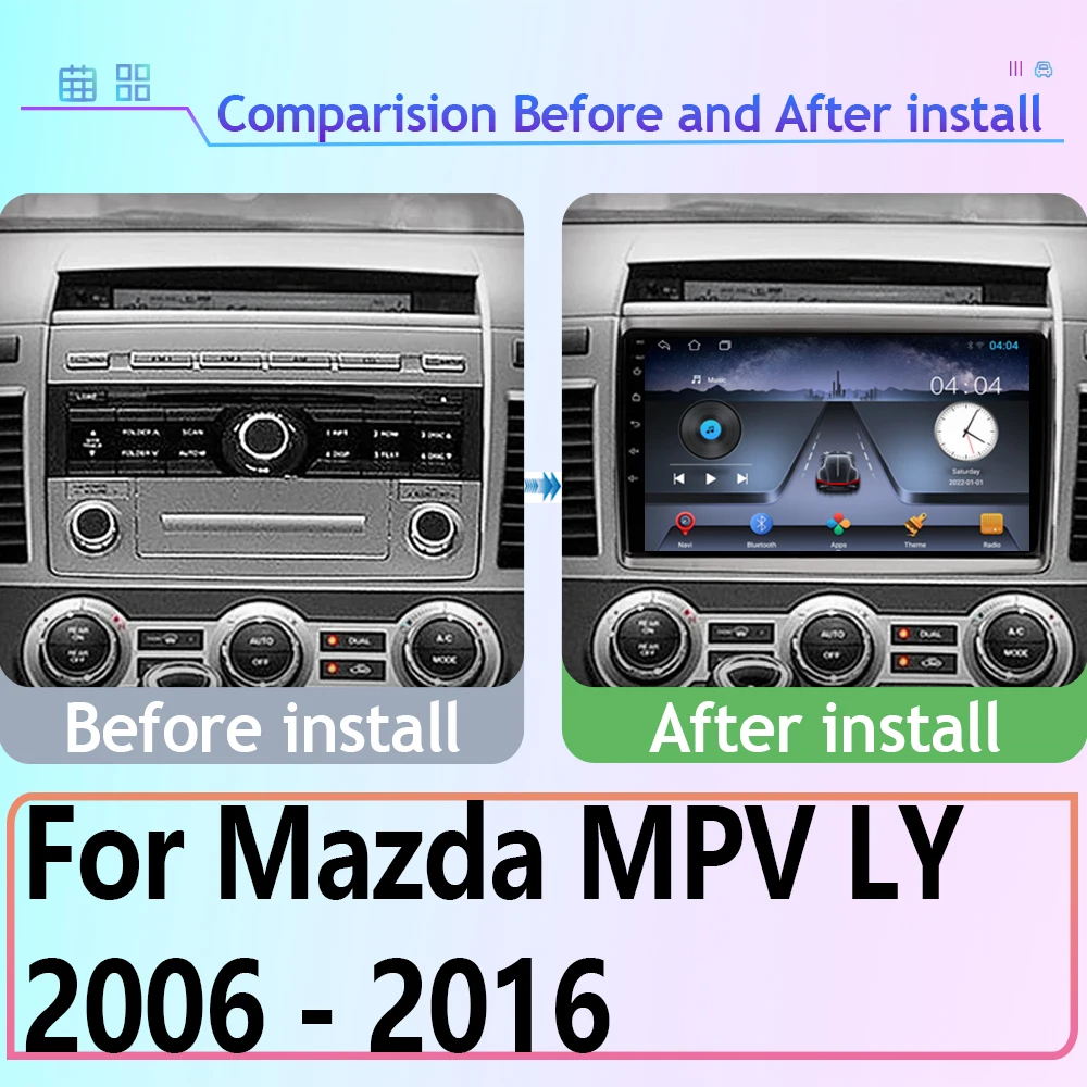 Android Auto For Mazda MPV LY 2006 - 2016 Car Radio Player GPS Navigation Stereo Player Multimedia QLED HDR 5G WIFI No 2 din DVD