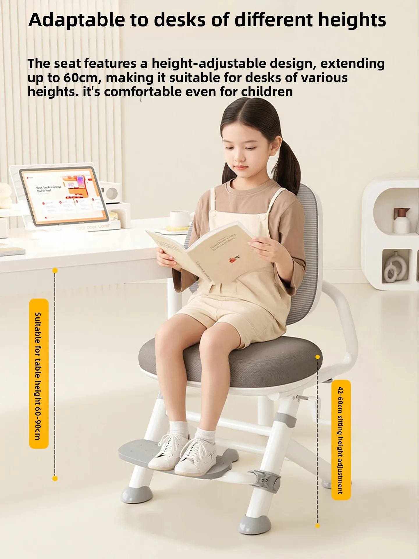 Kids Posture Correction Study Seat Ergonomic Back Support Height Adjustable Desk Stool