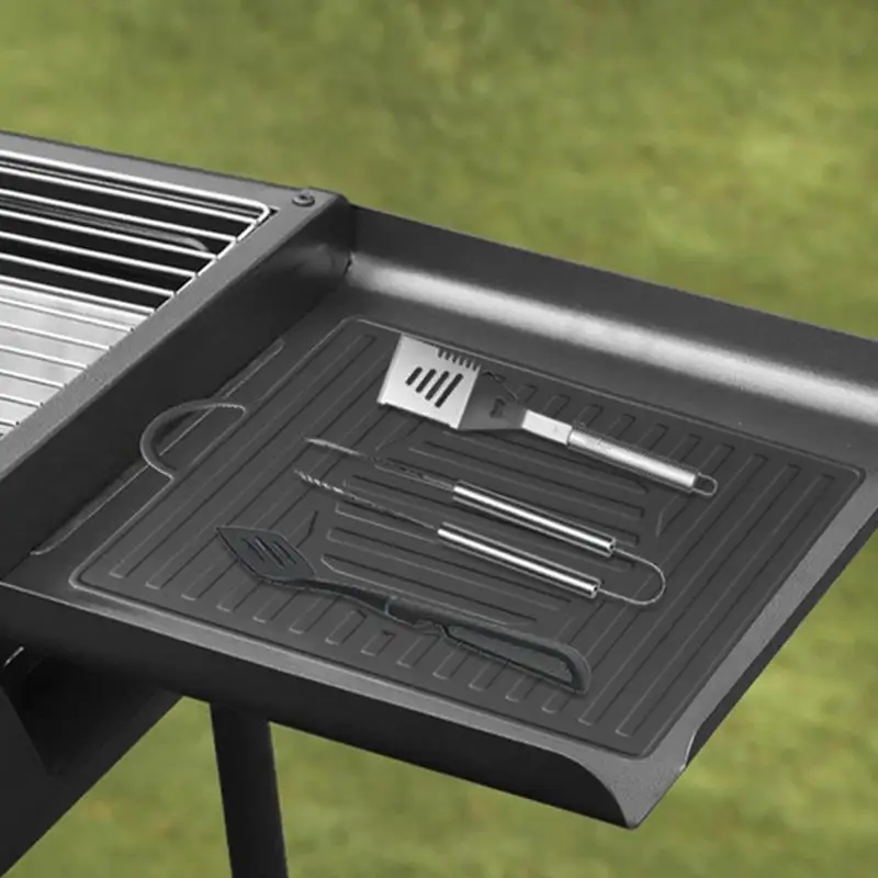 

BBQ Grill Drip Mat Grill BBQ Utensils Holder Heat Resistant Spatula Mat Utensil Holder Side Shelf Mat Protective Griddle Spatula