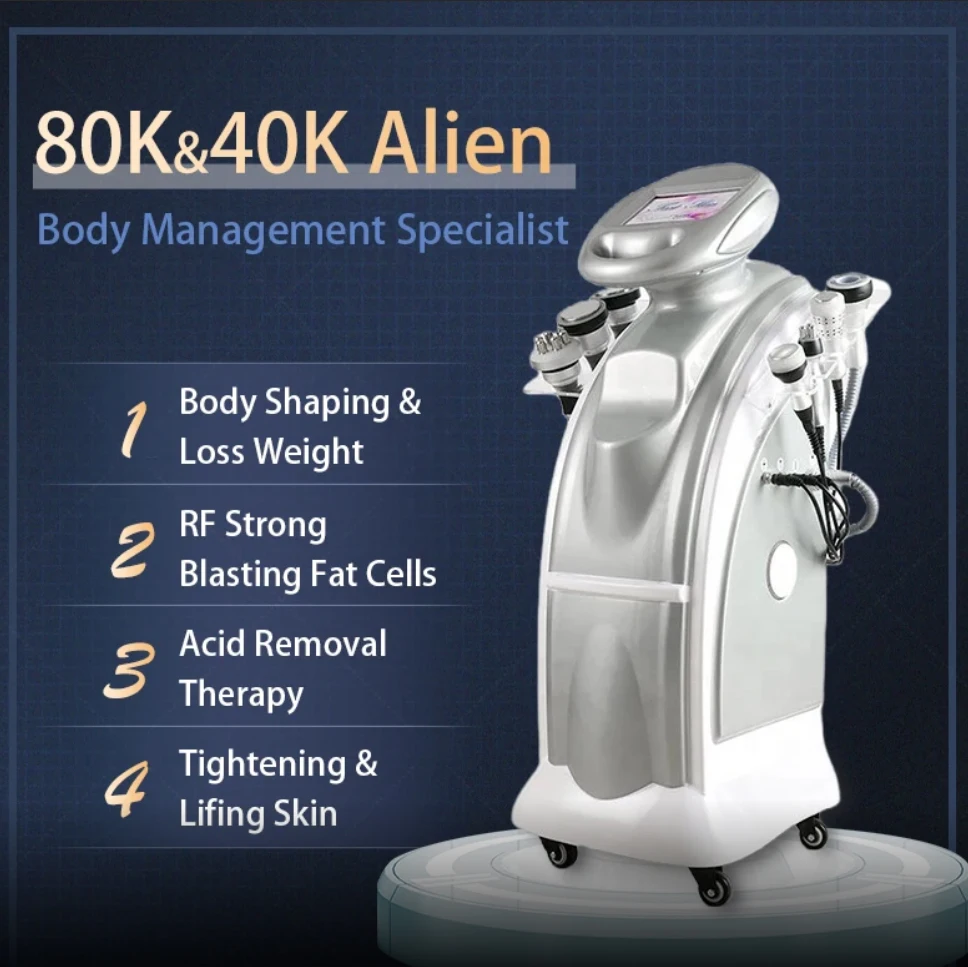 80K Alien Body Sculpting Fat Burning 80Khz Vacuum Cavitation Slimming System Skin Tighten Lymph Detox Scraping & Cupping Machine