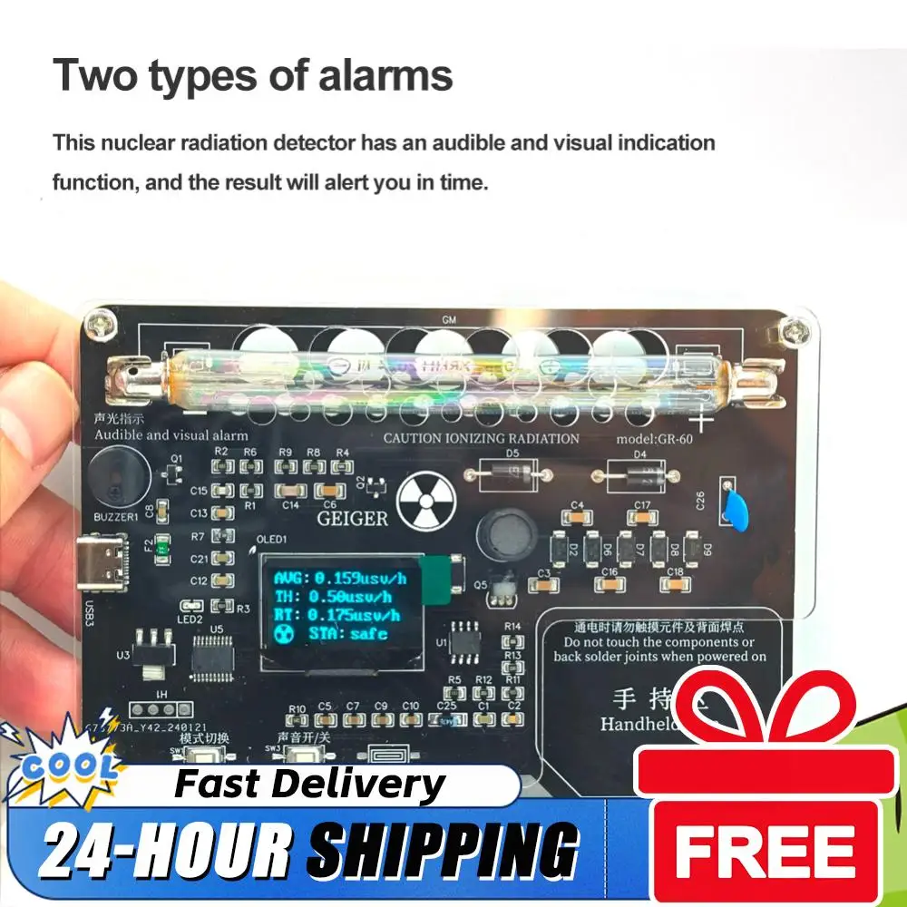 

Набор для сборки радиометра (счетчика Гейгера) с OLED-дисплеем для самостоятельной сборки, для обнаружения гамма-, бета-, рентгеновского излучения и йода-131