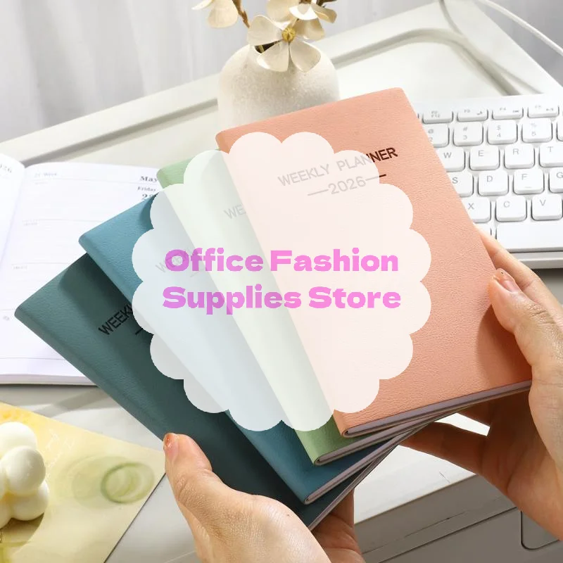 1 szt. Planer dzienny A6 na rok 2026, kalendarz w kolorze Morandi, skórzany, 64 kartki (128 stron), cienki kalendarz tygodniowy.