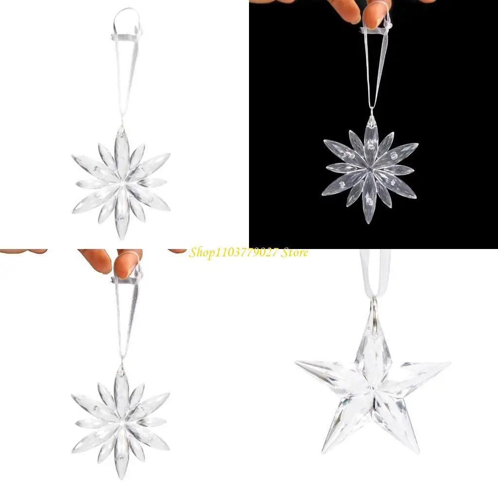 C4DF Beautiful Hangings Snowflake Pendant Drops for Seasonal Christmas Decoration