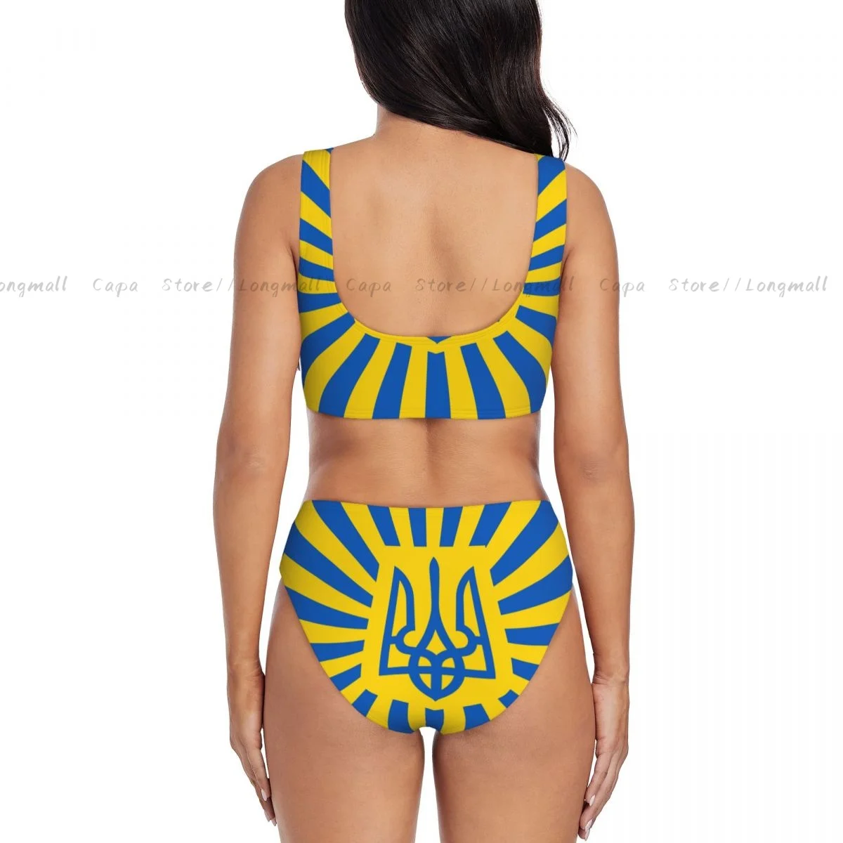 Sexy Bikini-Set mit Ukraine-Flagge für Damen, 2-teilige Badebekleidung, grenzüberschreitender Stil
