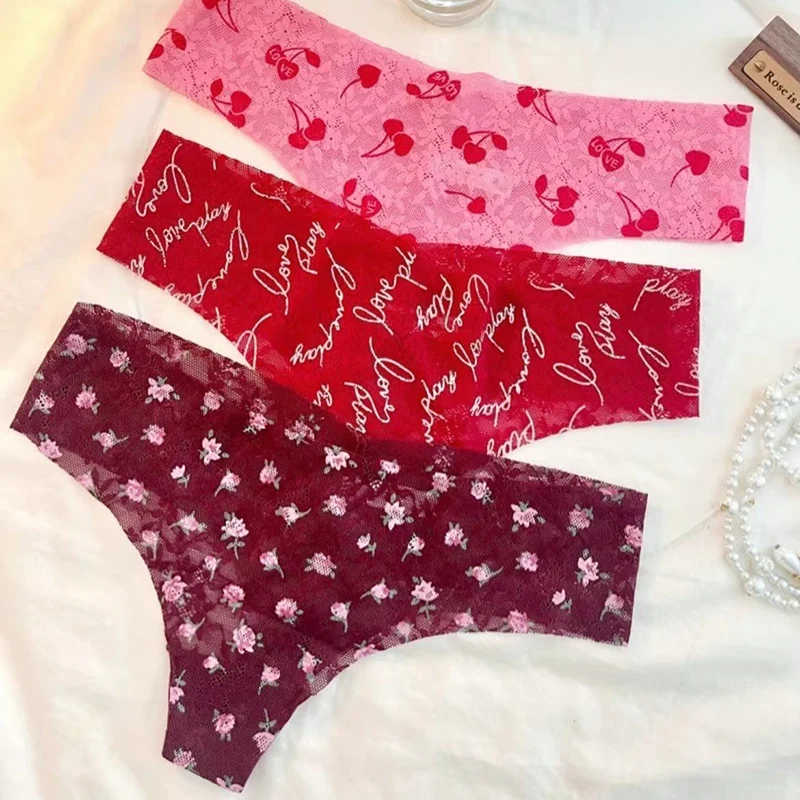 Sexy Lingerie Underwear Luxury LOVE Pink Letter Young Girl Silk Beachwear Women's Rhineston Bikini Thong Panties G String T-back