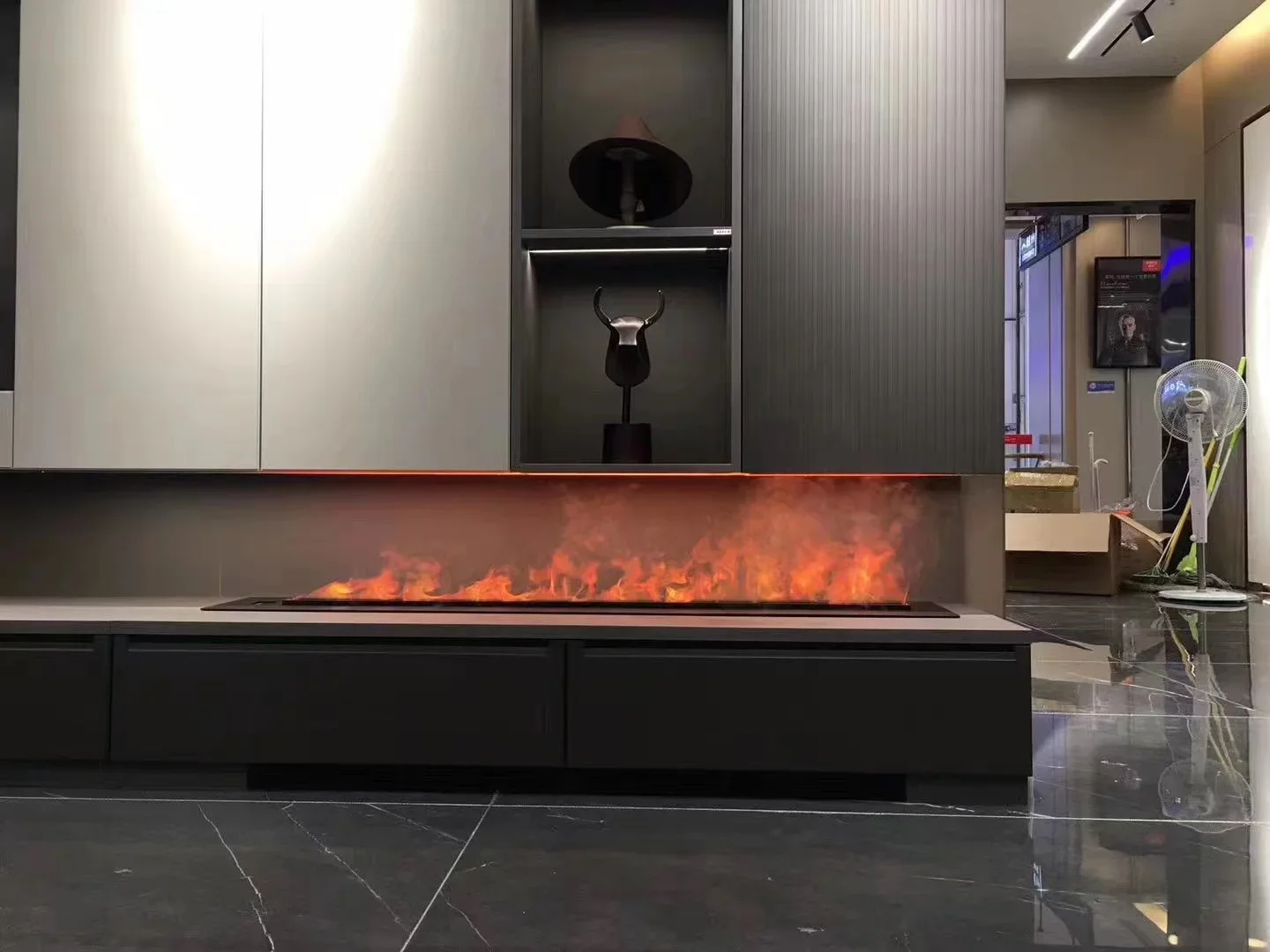 1500MM Fireplace Modern 3D Atomizing Fireplace Humidifier Yellow Red Blue Frame Power Decorative Flame No Heating Function APP