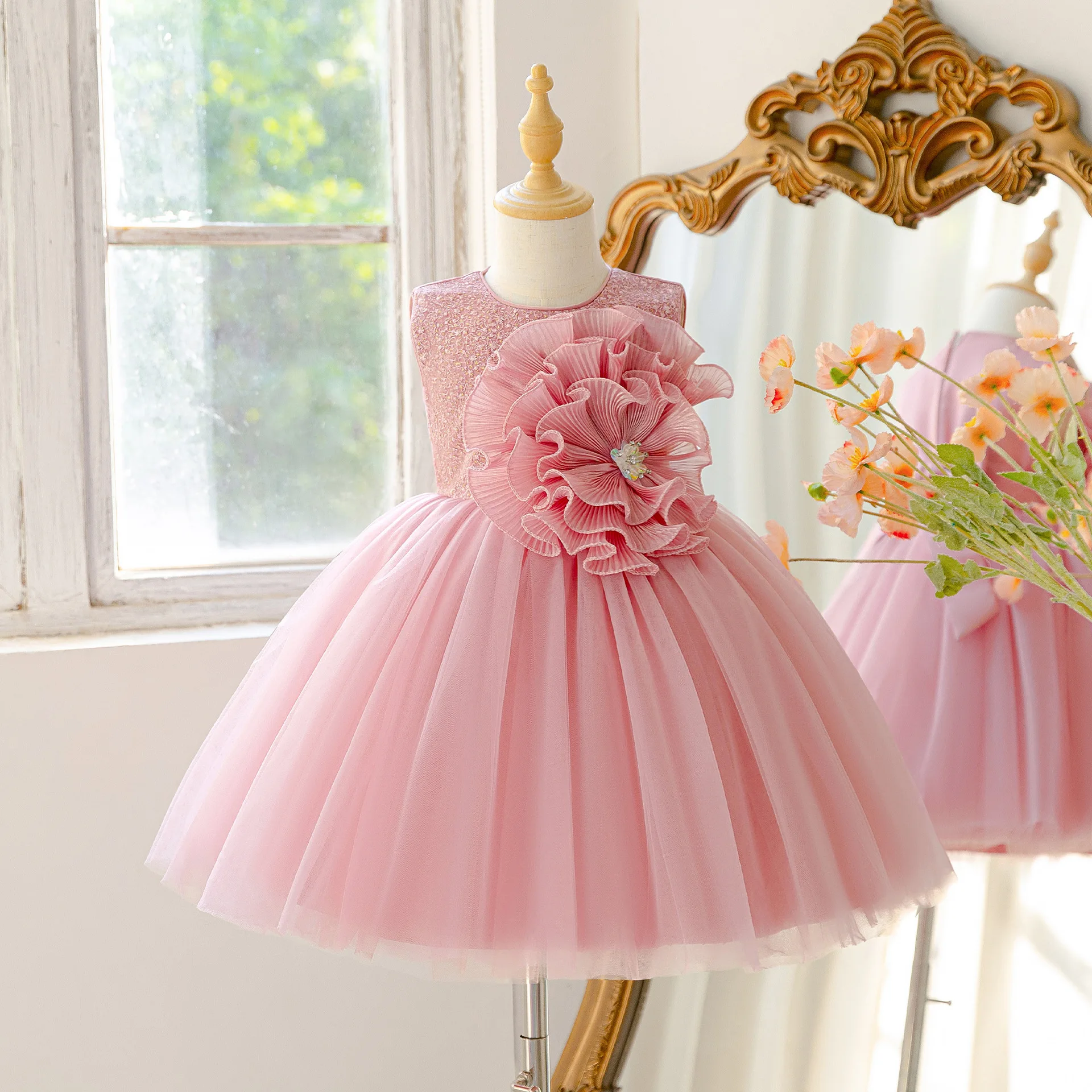 3-8Y Elegant Party Girls Dresses Wedding Bridesmaids Birthday Princess Prom Dress Girl Baptism Graduation Piano Performance Gown