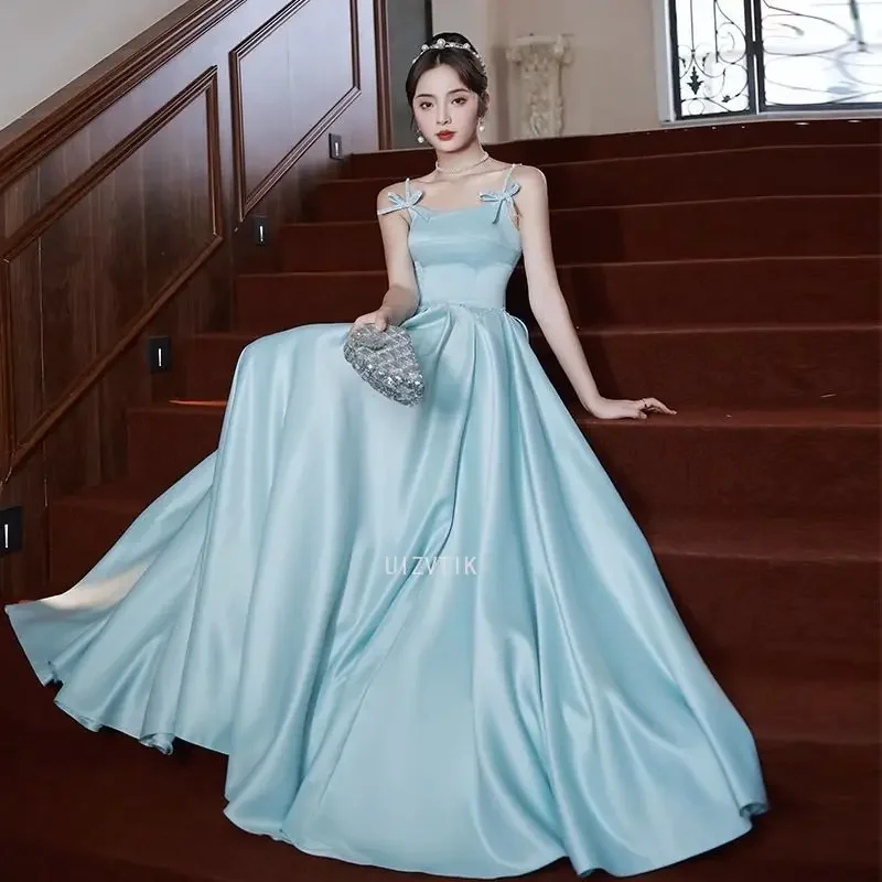 

Elegant A Line Korea Long Prom Dresses Customized Beaded Straps Corset Women Special Party Gowns Formal Birthday Dress 2025