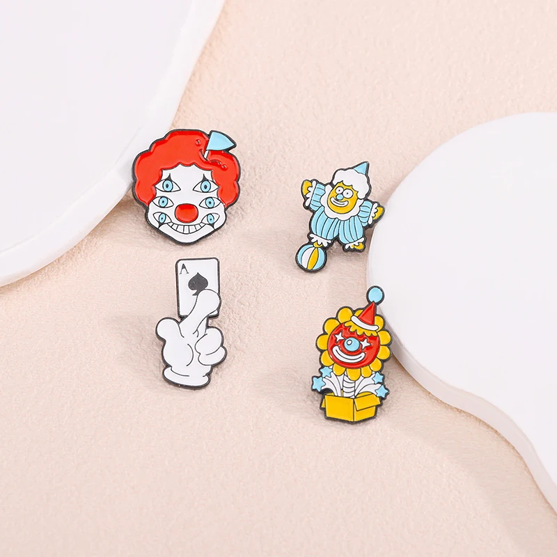 Punk Clown Joker Boy Enamel Pin Spade A Poker Magician Clown Circus Brooch Metal Lapel Backpack Jewelry Gift Accessories