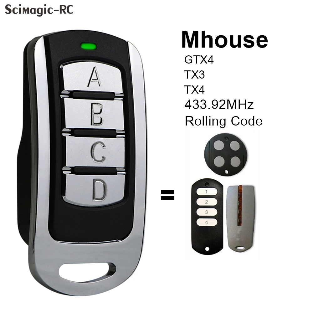 Mhouse TX3 TX4 GTX4 Garage Remote Control MT4 MT4V MT4G 433MHz Transmitter 433.92mhz Garage Door Command