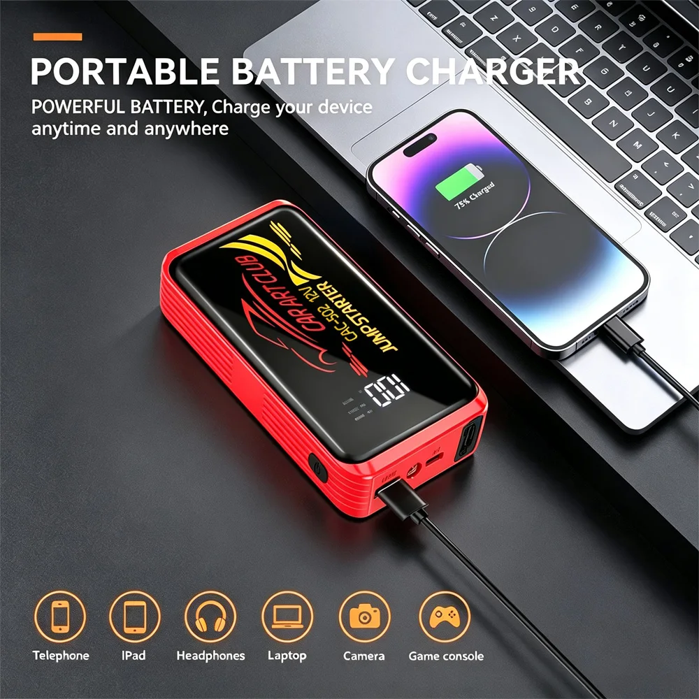 Power Car Jump Starter Battery for Car Starter Portable Emergency Booster 12V Auto Starting Device Petrol Diesel