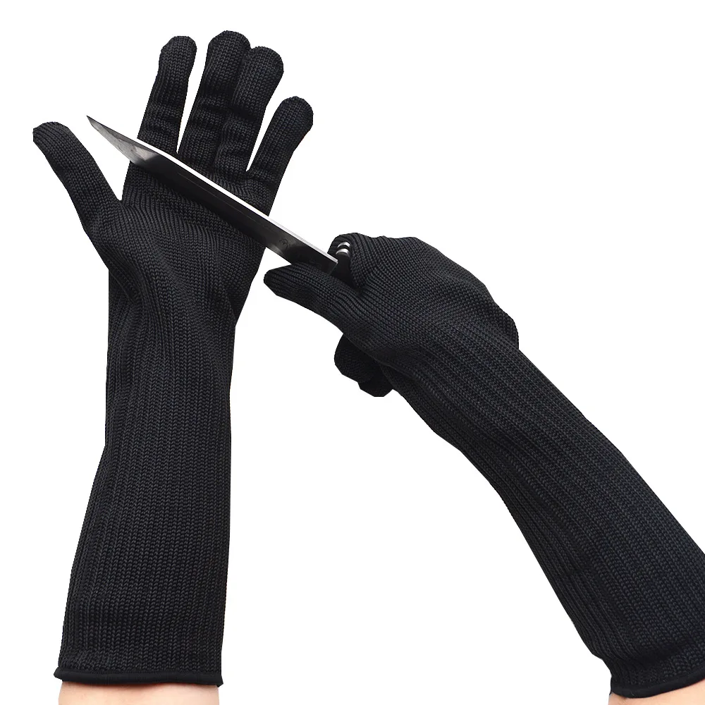 Gants de travail anti-coupure en acier inoxydable, gants de protection DulButcher, fil métallique, degré de coupe, anti-couteau, long, 40cm, 1 paire