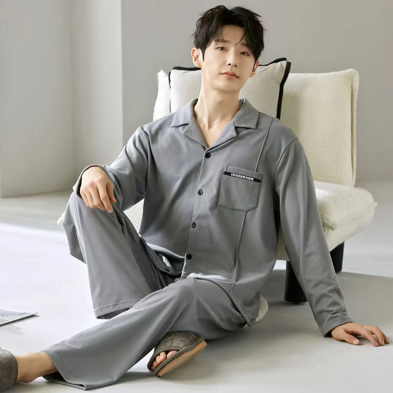 2025 nouveaux pyjamas pour hommes printemps et automne à manches longues décontracté mode costume décontracté ample grande taille vêtements de maison