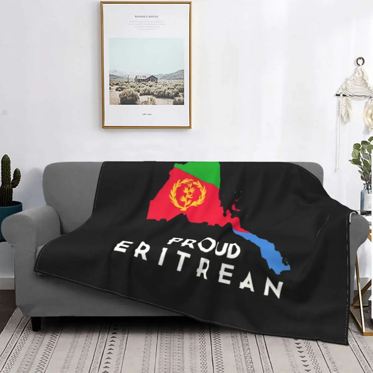 

Sofa Fleece Proud Eritrean Flag Throw Blanket Warm Flannel Blankets for Bedroom Office Couch Quilt