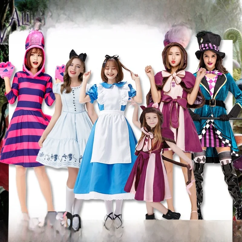 

Костюм принцессы «Алиса в стране чудес» на Хэллоуин для взрослых, костюм феи, служанки, наряд для выступлений, полиэстер, лето 2023, сценическая одежда