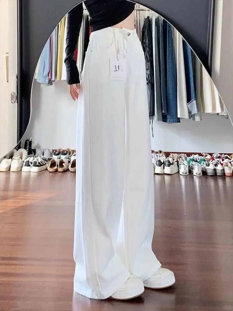 High Waist Wide Leg Jeans Women's Loose Straight Cut Long Pants Autumn New Style Student plus Size Casual Denim Trousers