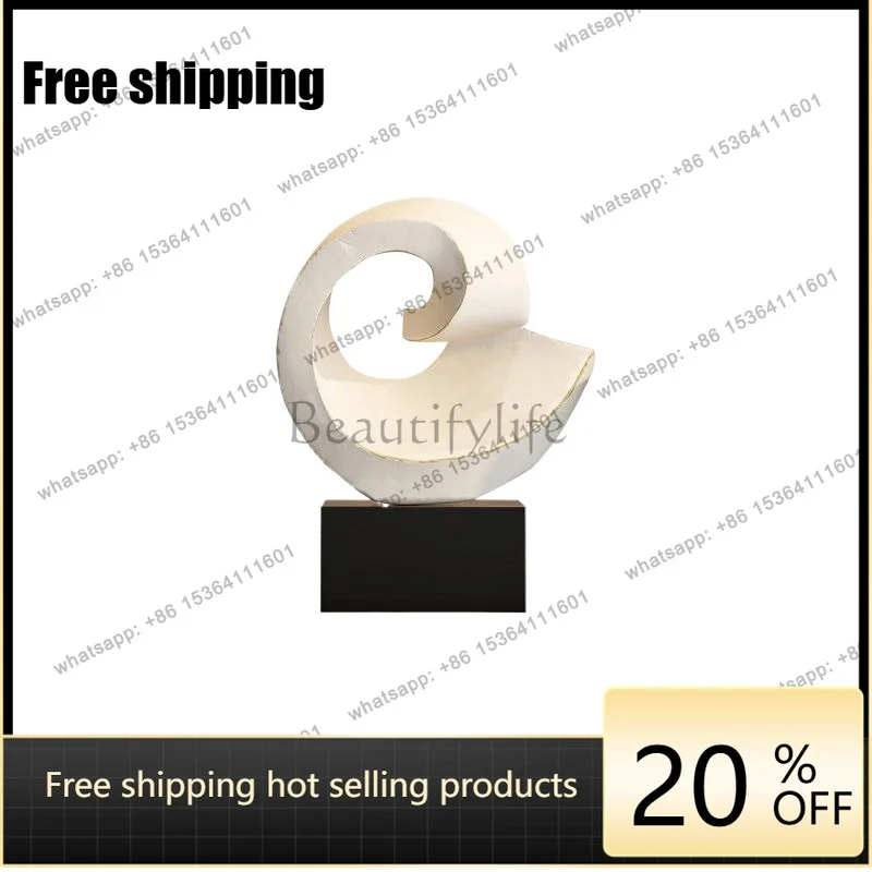 hot Italian Minimalist Spiral Sculpture With Gold Silver Trim Abstract Art Ornament For Hotel Lobby Entrance Tabletop Decor