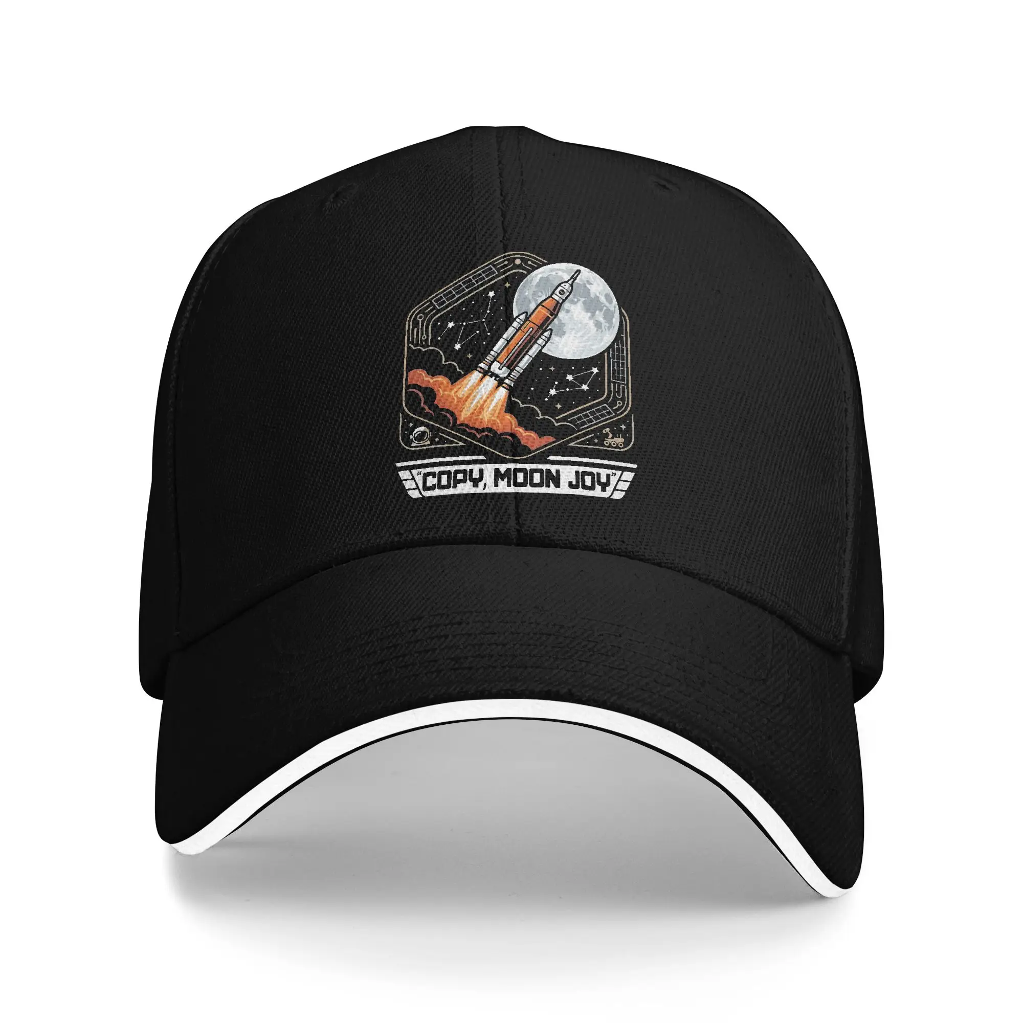 Copy Moon Joy Statement with Full Moon Baseball Cap Hip Hop  Sandwich Hat Men Women Adjustable Dad Hat Sport