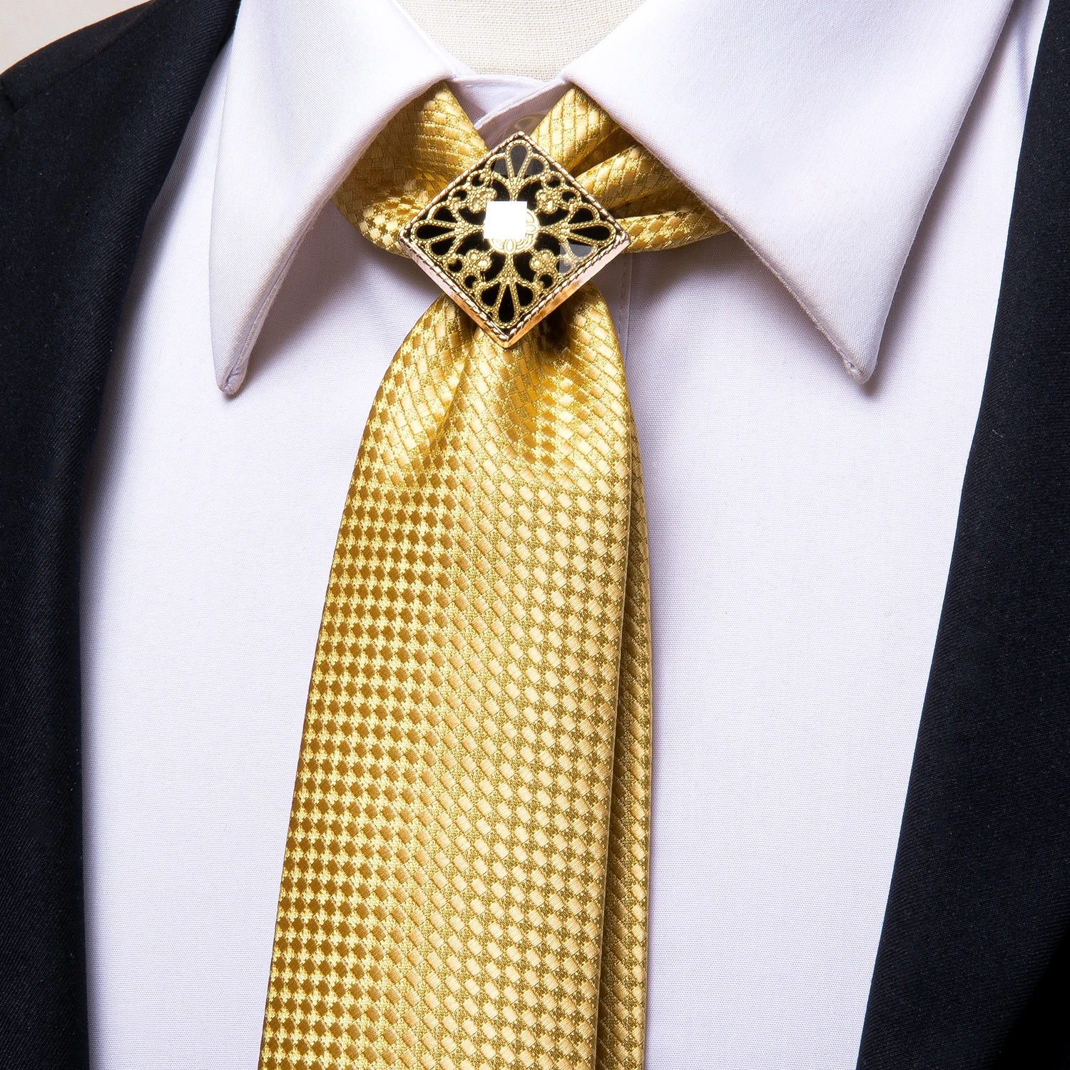 slim fit dress slacks Neck Ties | Mens Gold and White Diagonal Mini Stripe Neck Tie | James  Adelin – Mens Suit Warehouse main image 0