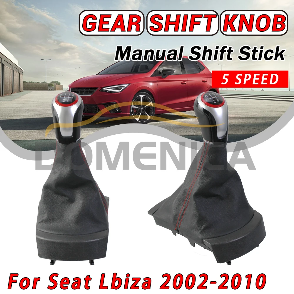

New 5 Speed Gear Shift Knob With Boot Cover For SEAT Ibiza 2002 2003 2004 2005 2006 2007 2008 2009 2010 MT Lever Change Knob