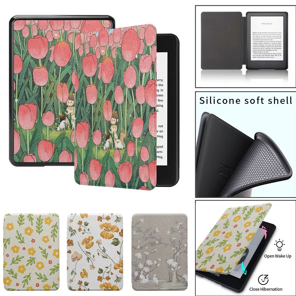 kindle case beautiful flower  paperwhite5th Silicone soft shell  funda 2021 11th  8th generation