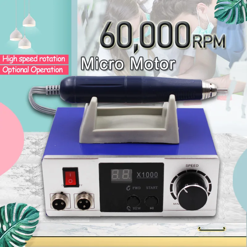 Dental 60,000 RPM Non-Carbon Brushless Micromotor Lab Handpiece Micro Motor Aluminium Shell Polishing Drill Unit Laboratory Tool