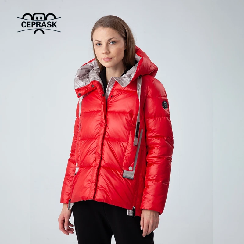 CEPRASK 2023 New Fashion Winter Down Jacket Women Warm Parka Padded Quilted Coats Female Overcoat Loose Clothing Hooded Overwear