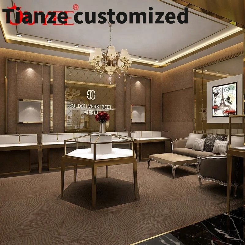 Customized-Hign End Wooden Mdf Jewelry Shop Interior Design Jewelry Display Showcase