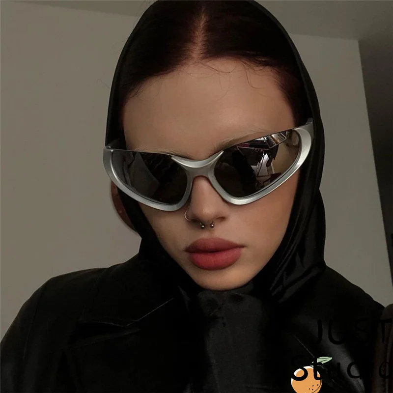 

Sunglasses with concave design Y2K cat eye style futuristic sports sunglasses UV resistant European and American trend