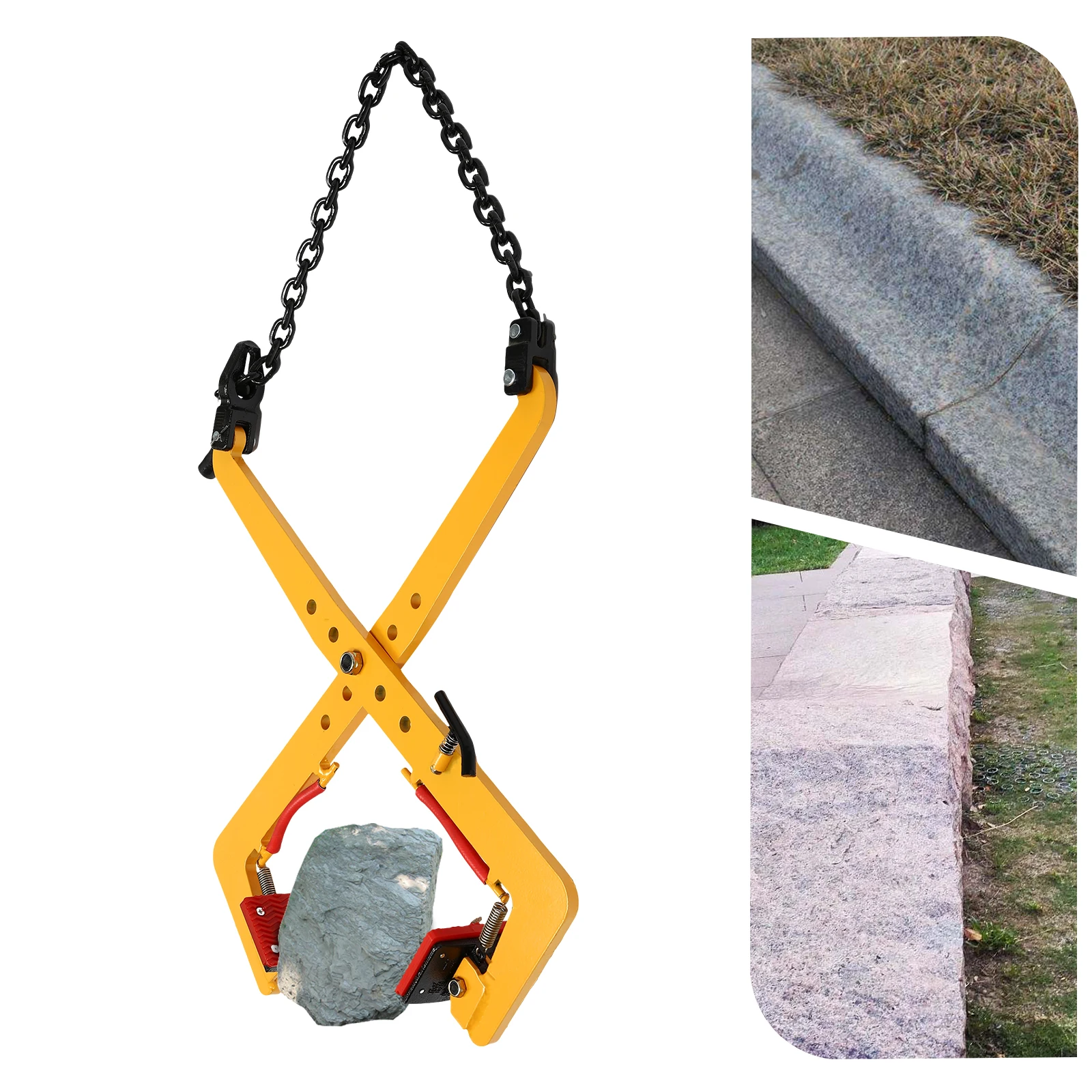 500kg Lifting Stone Pliers Curb Pallet Puller Clamp Stone Grapple Clinker Grapple Chuck Opening 33-70cm