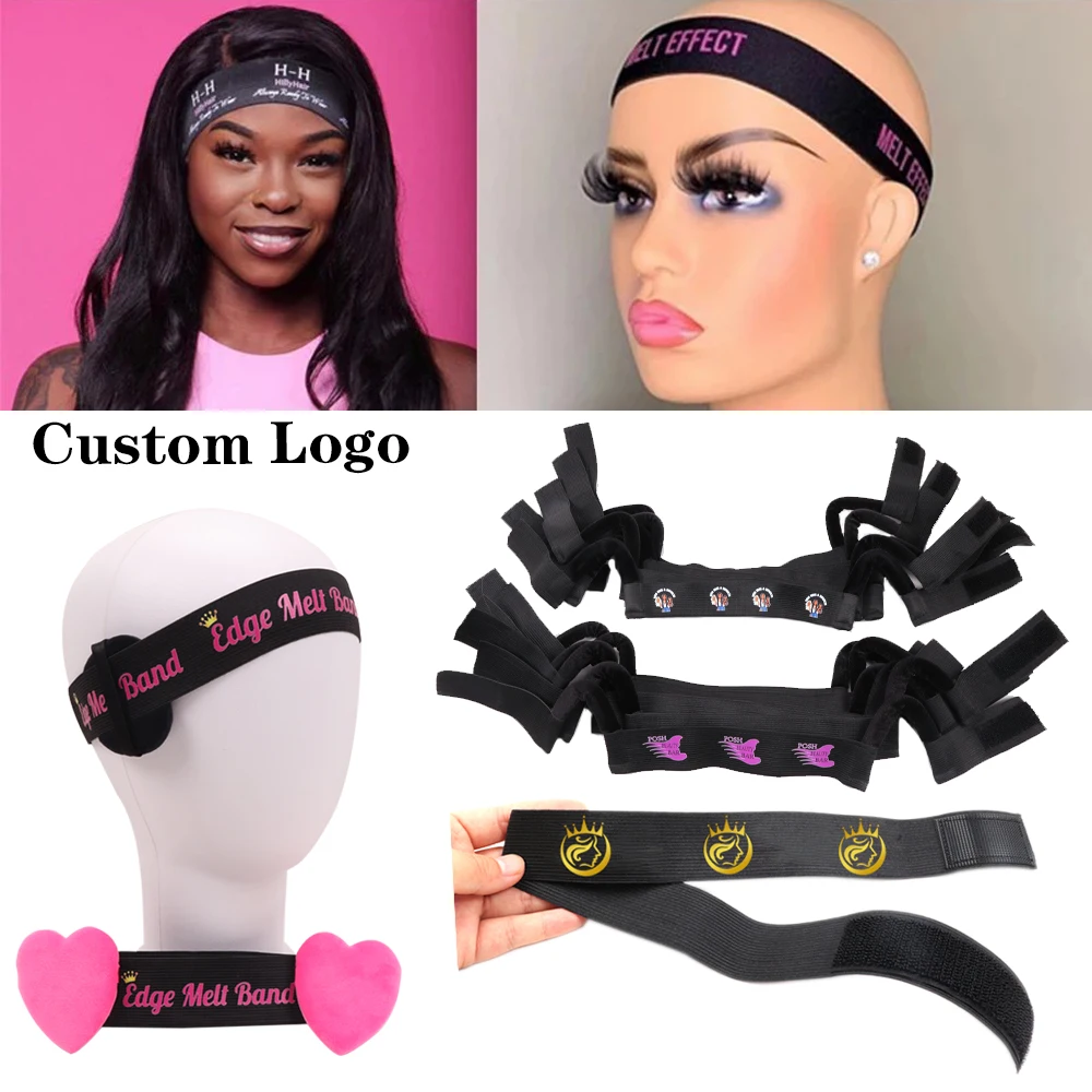 

Custom Melting Lace Elastic Band With Ear Hanger With Logo 20Pcs Painless Melt Band For Lace Wigs Wig Band With Ear Protection