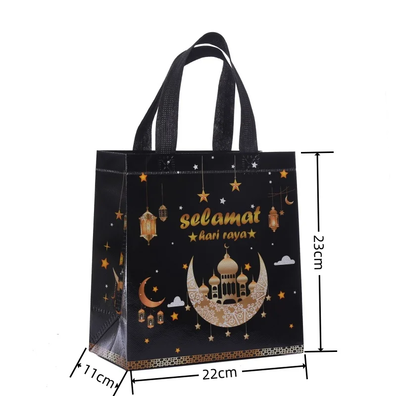 StoBag 8/20pcs Ramadan Eid Mubarak Non-woven Tote Bag Gift Handbag Fabric Candy Package Waterproof Storage Reusable Pouch Party