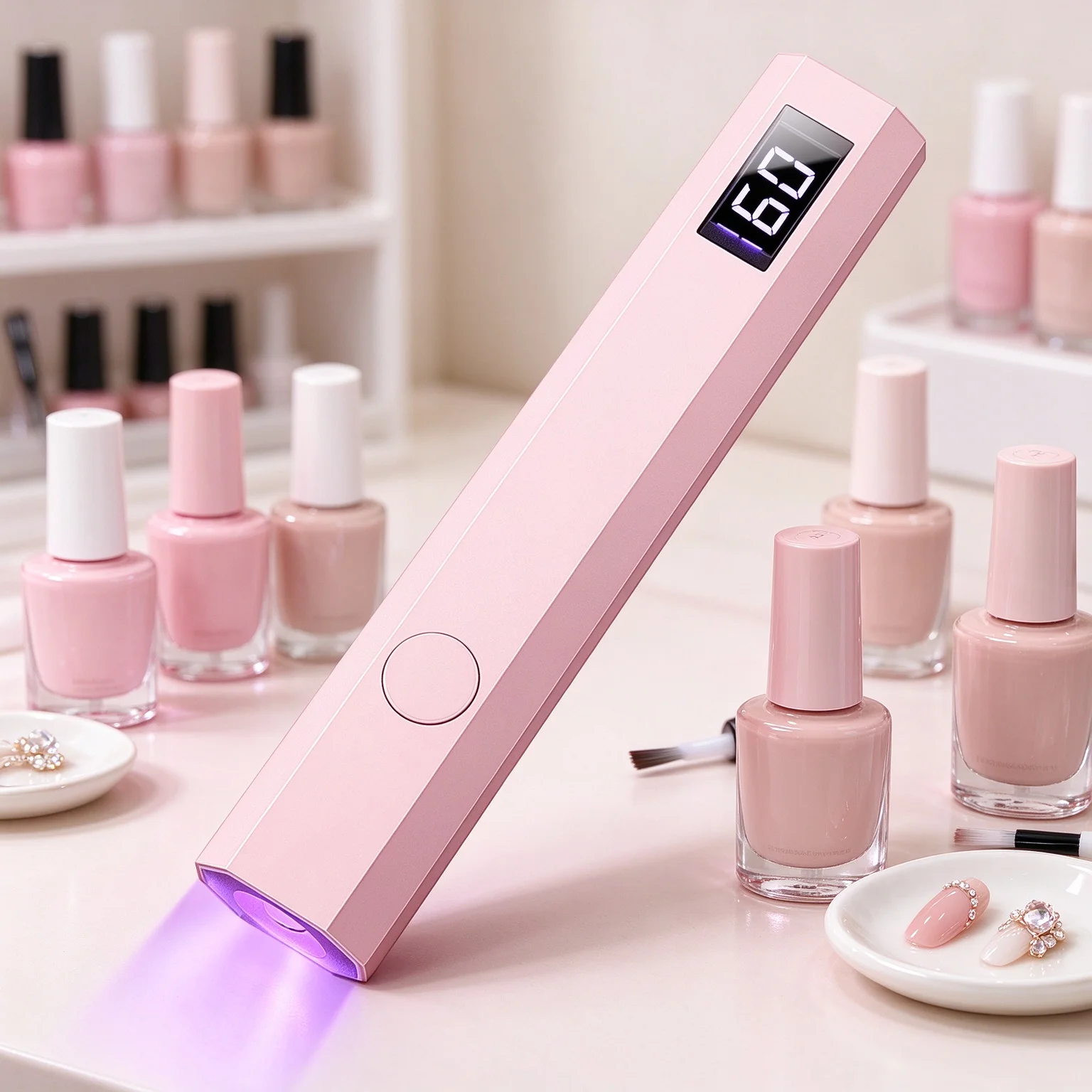 Professional Nail Lamp with Stand Handheld LED UV Light with LCD Display for Gel Nails Rechargeable USB Nail Dryer Fast Curing