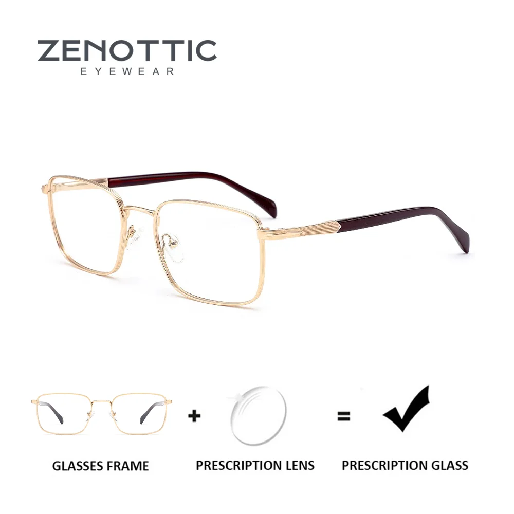 

ZENOTTIC Stylish Square Prescription Glasses for Men Fashion Metal Photochromic Optical Eyeglasses Progressive Eyewear
