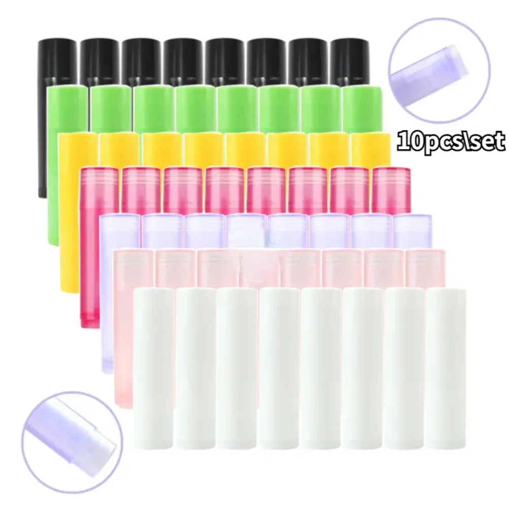 

10Pcs/lot 5g 5ml Refillable Lipstick Tube Lip Balm Container Empty Cosmetic Containers Lotion Container Clear Travel Bottle