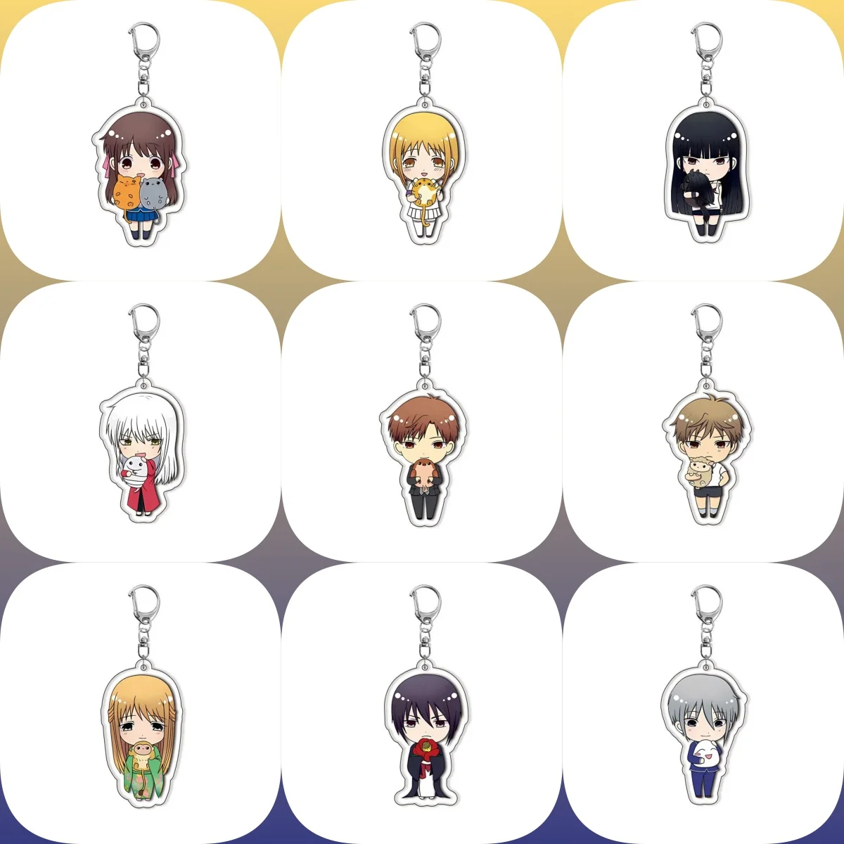 

6CM Anime Fruits picnic basket Acrylic Keychain Characteristic Characters Ornament Accessories Goods Collection Christmas Gifts