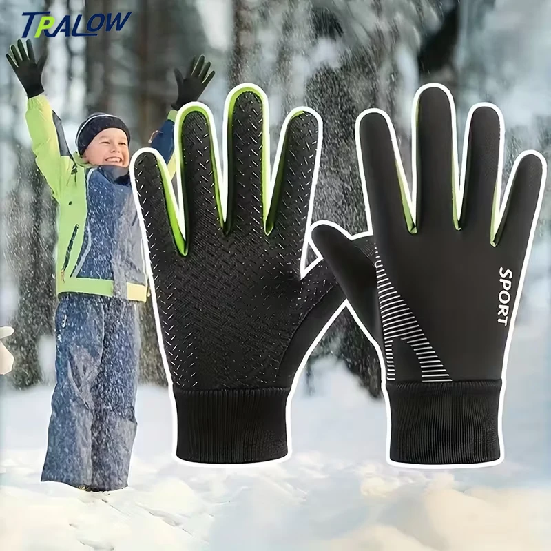 

TRALOW Kids Winter Gloves Warm Touchscreen Windproof Water Resistant Soft Lining Cycling Skiing Running Sport for Boys Girls