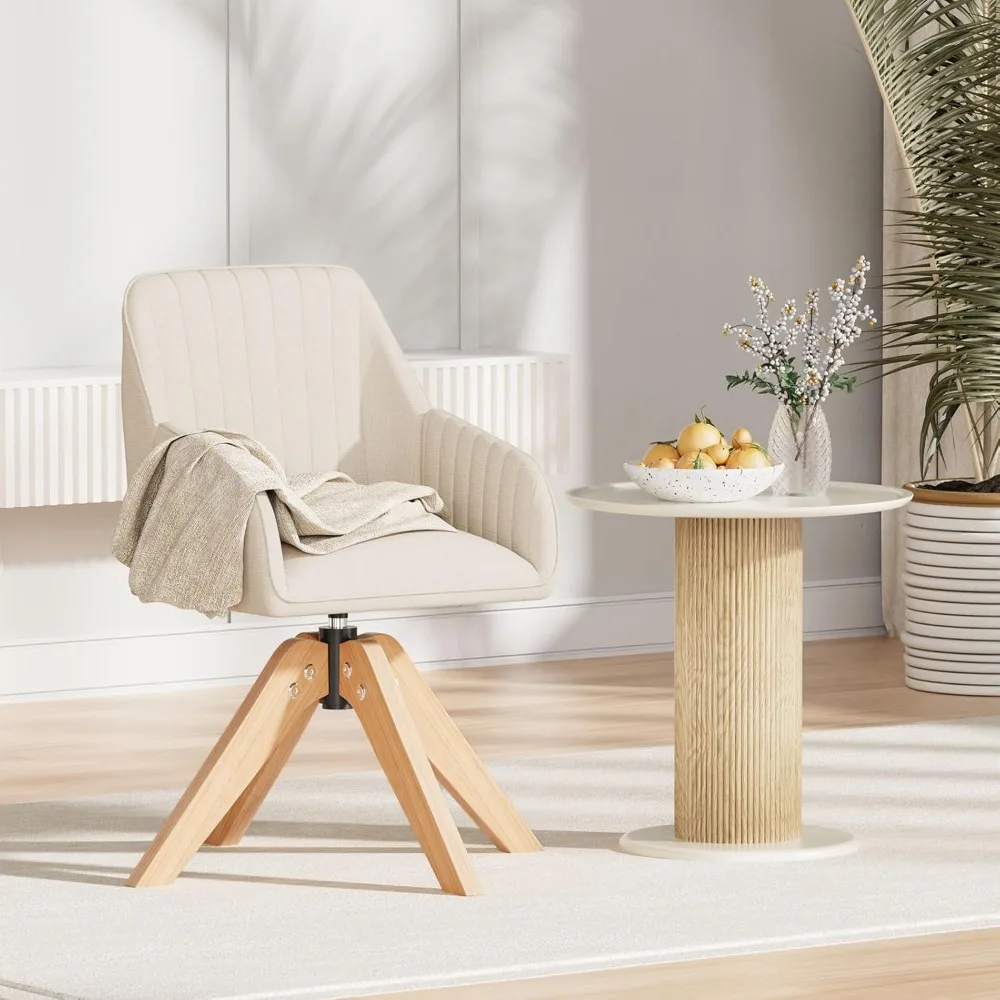 كرسي دوار حديث لمنتصف القرن لغرفة المعيشة، كرسي مكتب خشبي مع كراسي بذراعين متوسطة الظهر منجدة Va #1