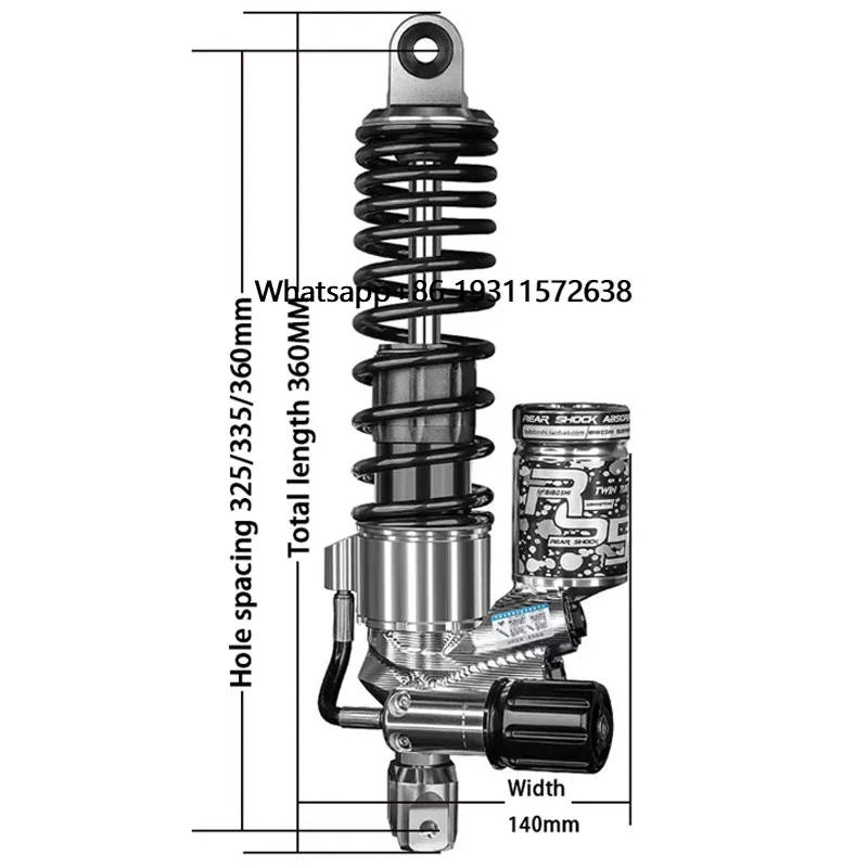 

Rs5MAX High-quality Rear Shock Absorber Installation Hole Spacing of 325/335/360mm Is Suitable for General Motorcycles
