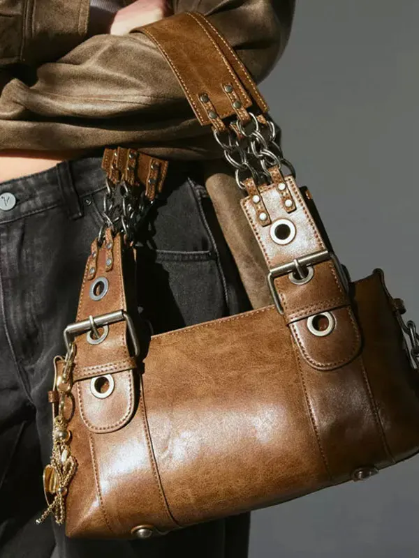 

Retro Fashionable Women's Crossbody Bag Handbag Bowling Single Shoulder Bag Soft PU Leather Square Shape Internal Zipper Pocket