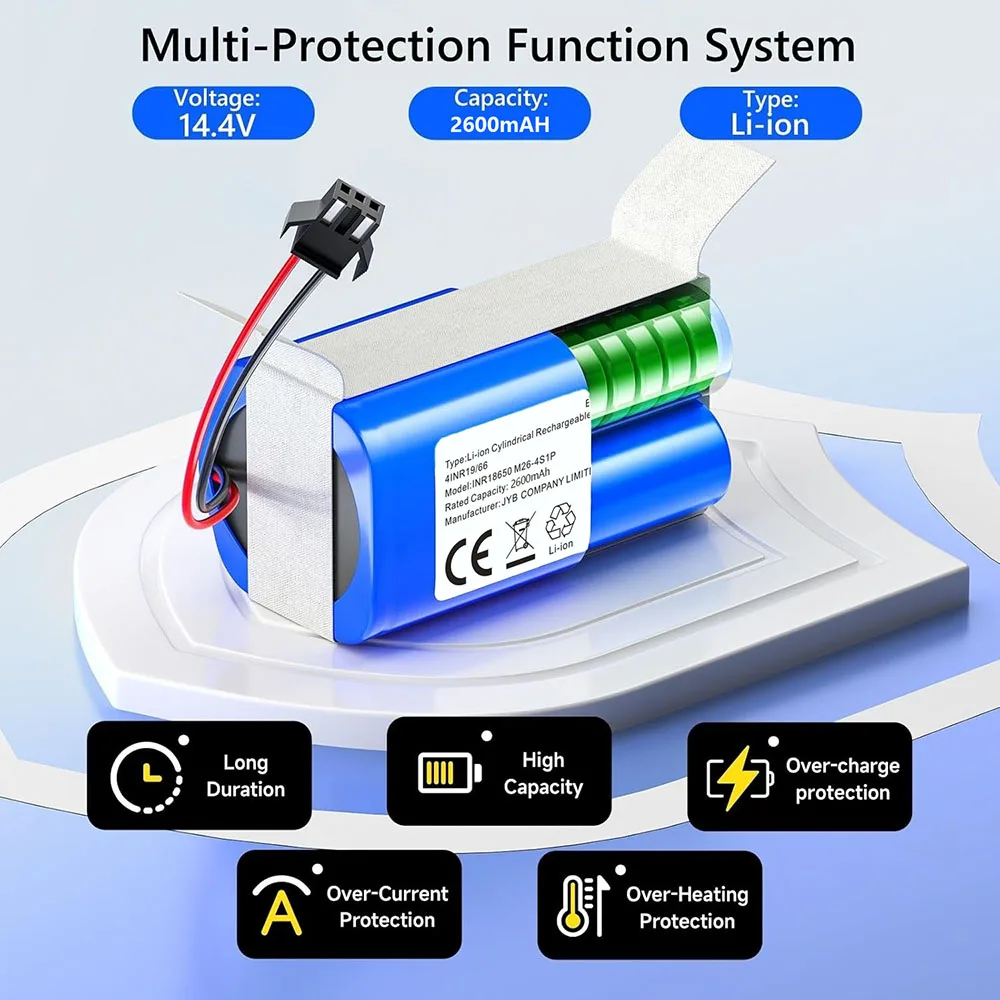Replacement Battery for Yeedi K600 K650 K700 Tikom G8000 L9000 Eufy 11S 30C 14.4V 3500mAh Robot Vacuum Cleaner Battery