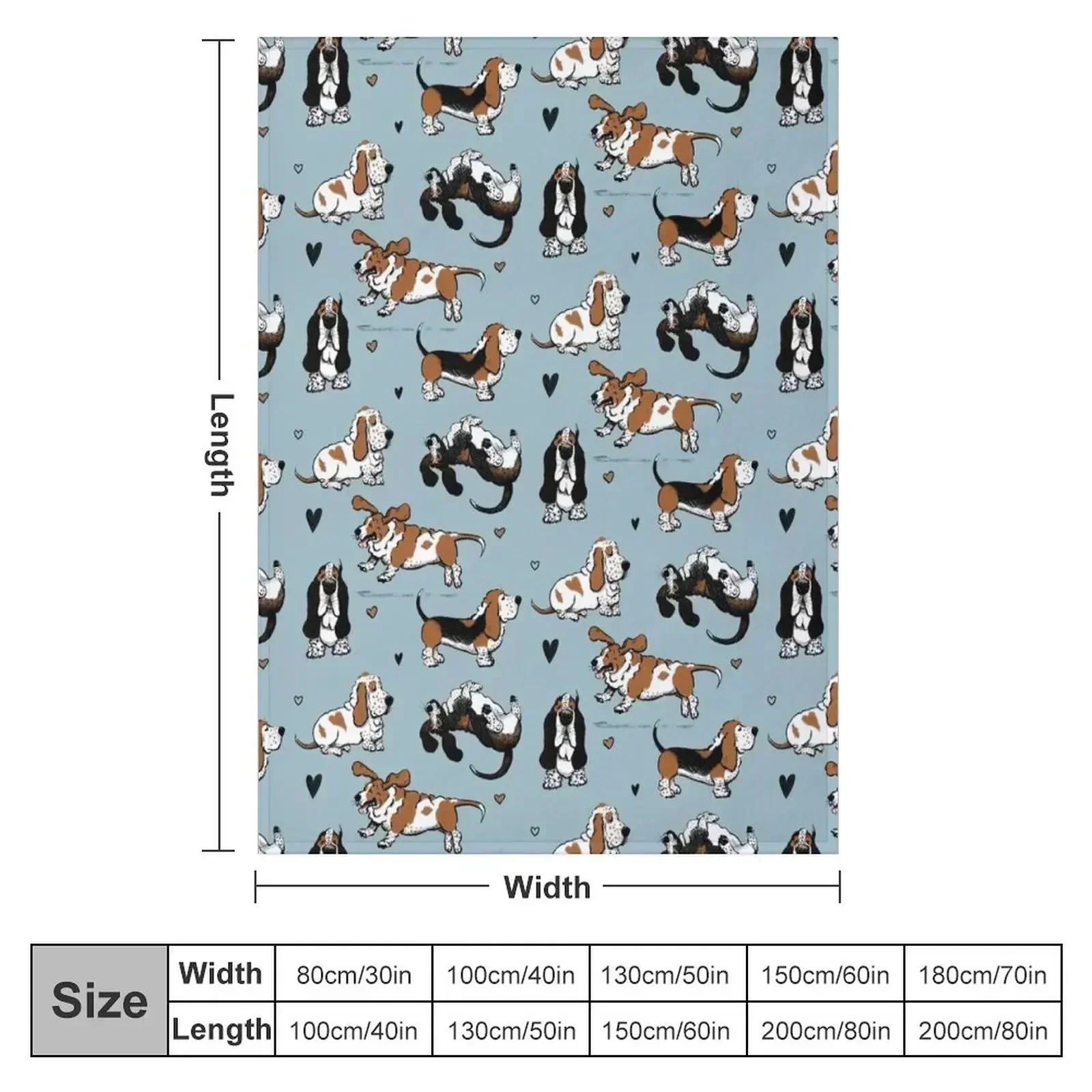 Basset Buddies on Blue Throw Blanket warm winter Sofa Throw christmas decoration Luxury Designer Blankets