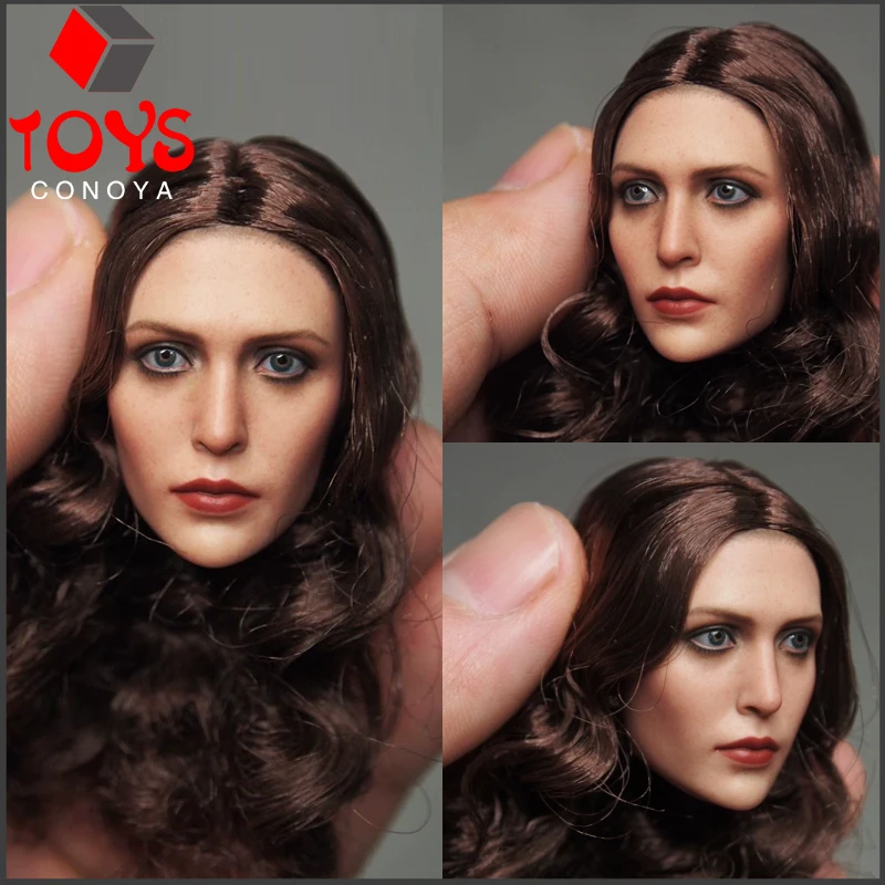 

1/6 Scale Elizabeth Olsen Head Sculpt Carving Model Fit 12" Female Soldier Action Figure Body Dolls