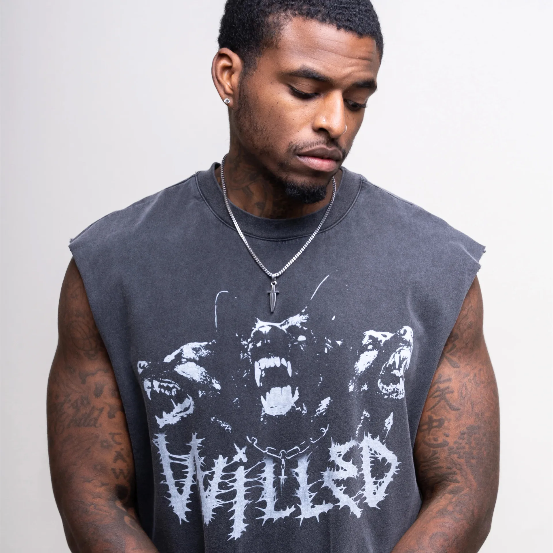 Summer New American Tank Top Men's Instagram Trendy 230g Cotton Sleeveless Shoulder Training And Fitness Top