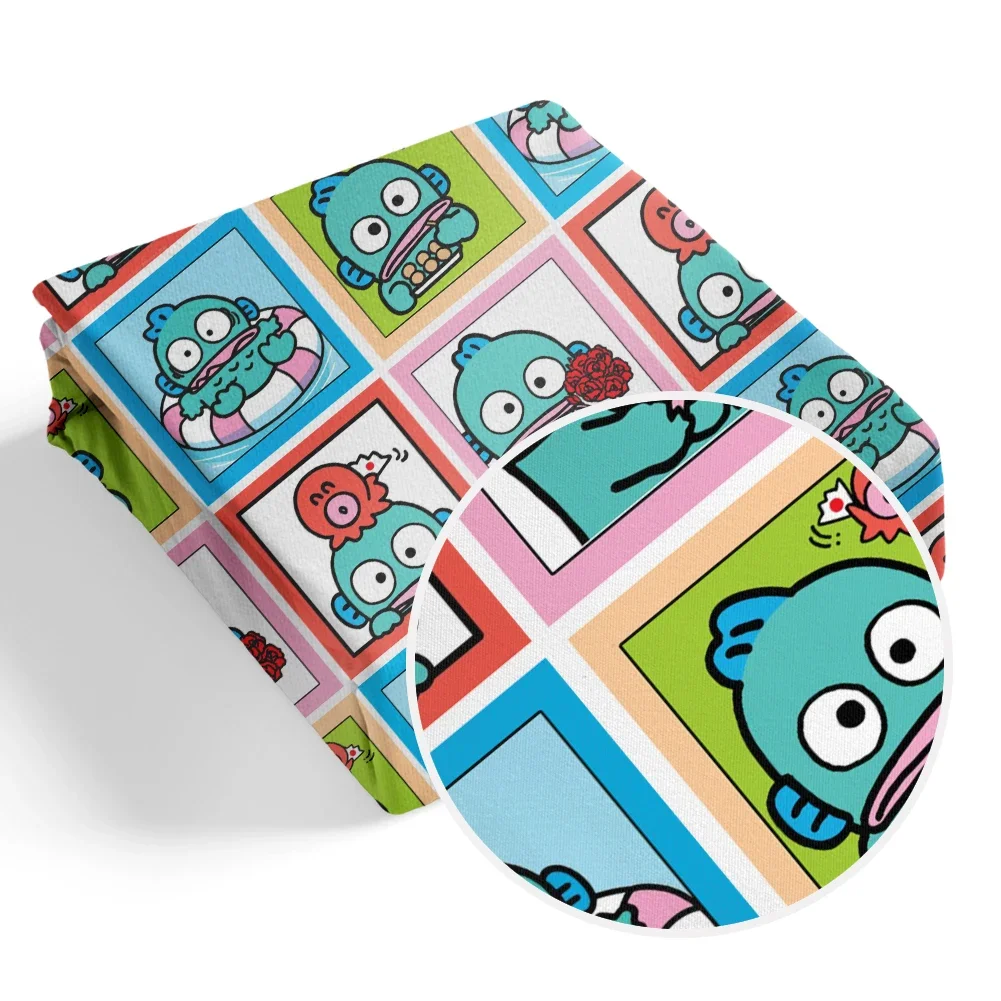 

50*145cm Japanese Cartoon Sanrio Hangyodon Pattern Printed Polyester Fabric\Peach Skin Microfibe DIY Textile Sewing Cloth