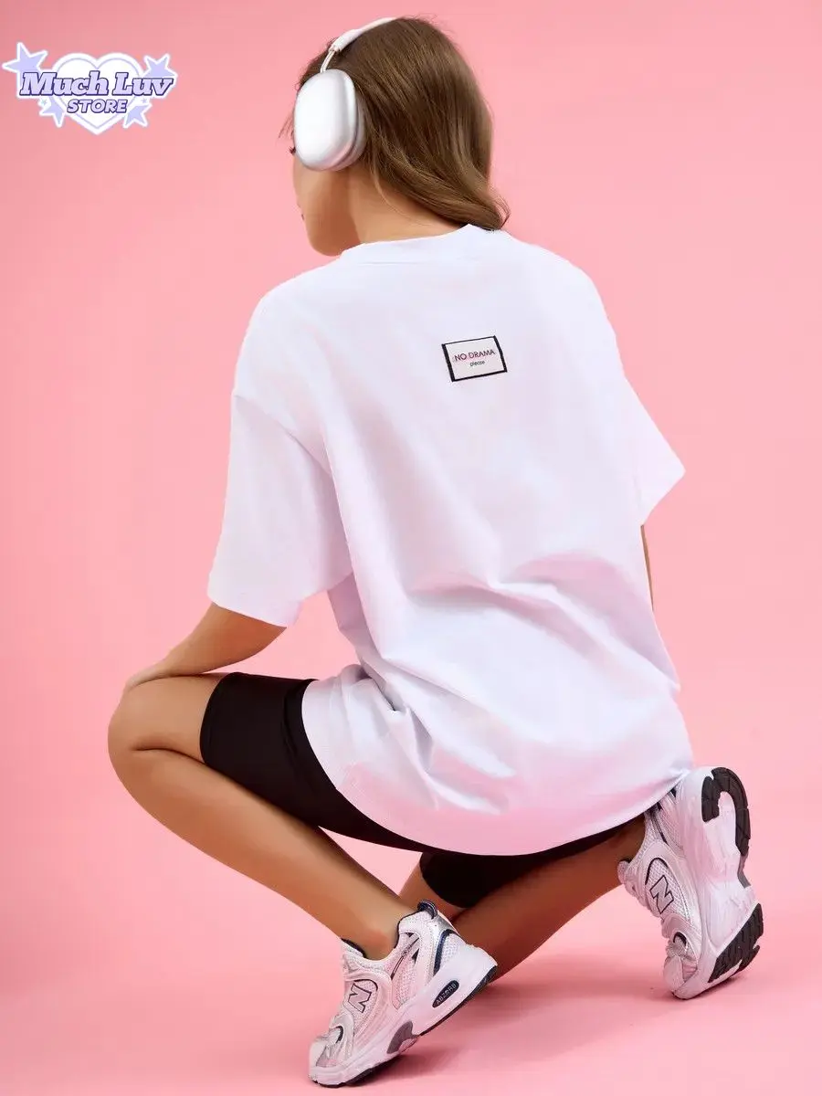 

NO DRAMA Printed T-shirt for Men and Women Y2k Vintage Graphic Tee 100% Cotton Summer Fashion Casual Comfy Short Sleeve Top