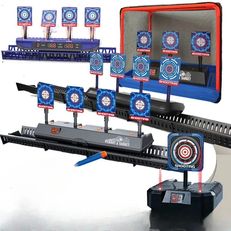 Objetivos para pistolas Nerf, reinicio automático, tiro eléctrico, accesorios para niños, sonido, luz, juego de disparos, juguetes, puntuación de alta precisión