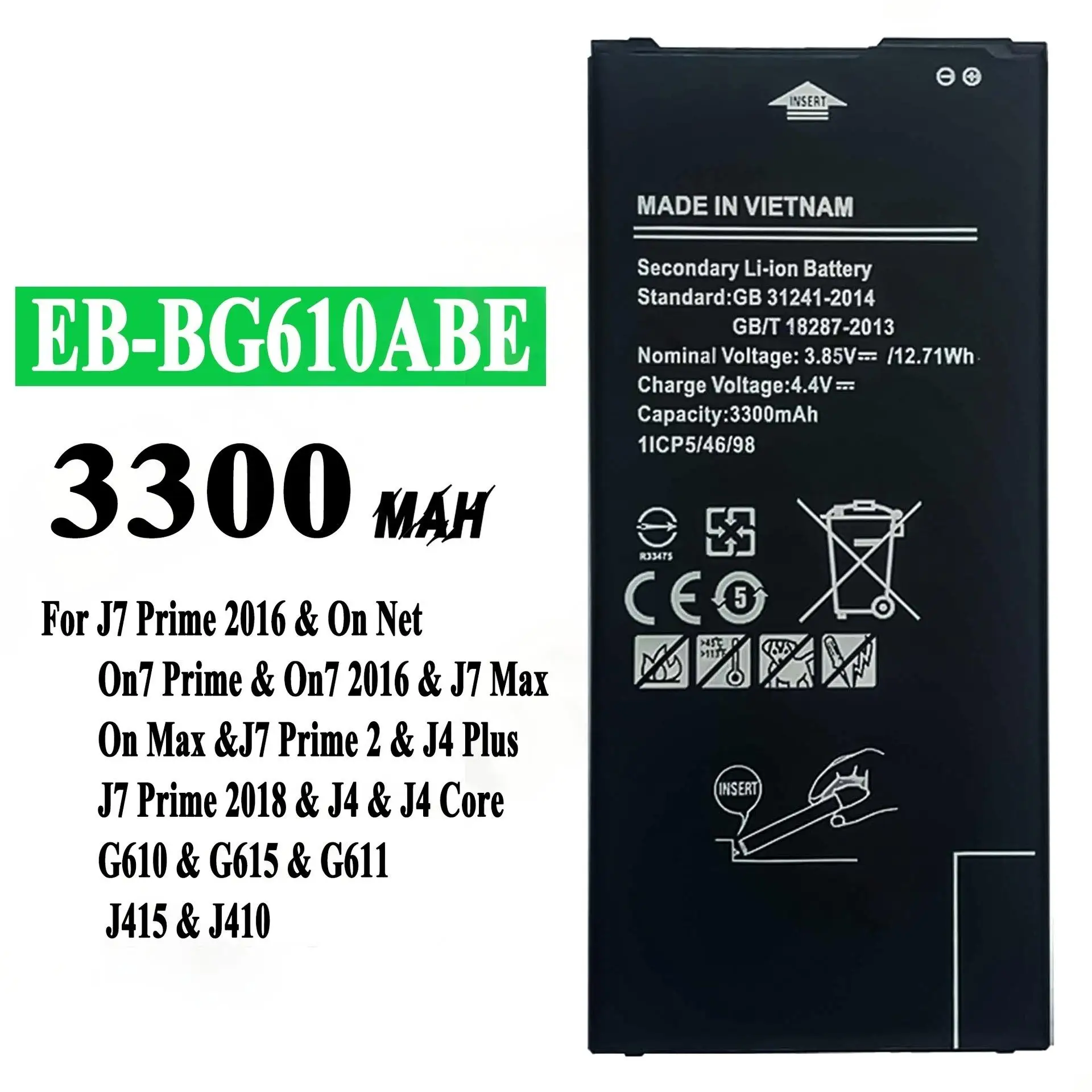 Аккумулятор EB-BG610ABE 3300 мАч для Samsung Galaxy J7 Prime 2016/J4 Plus/J7 Prime 2018/J4 Core/G610, аккумулятор для мобильного телефона