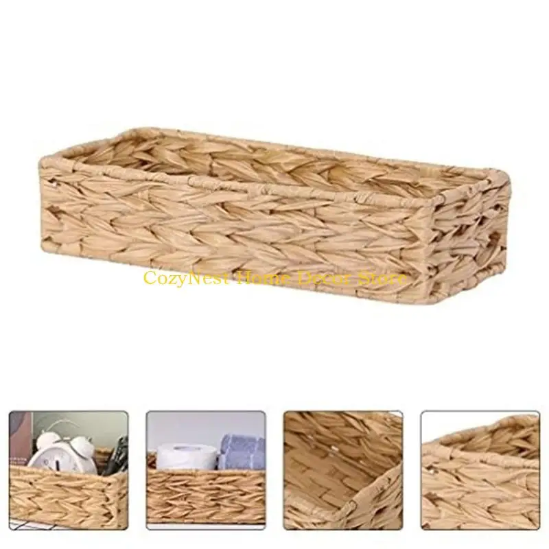 92MF Decorative Imitation Water Hyacinth Snacks Basket Closet Storage Bin for Entryway and Hallway Table Use